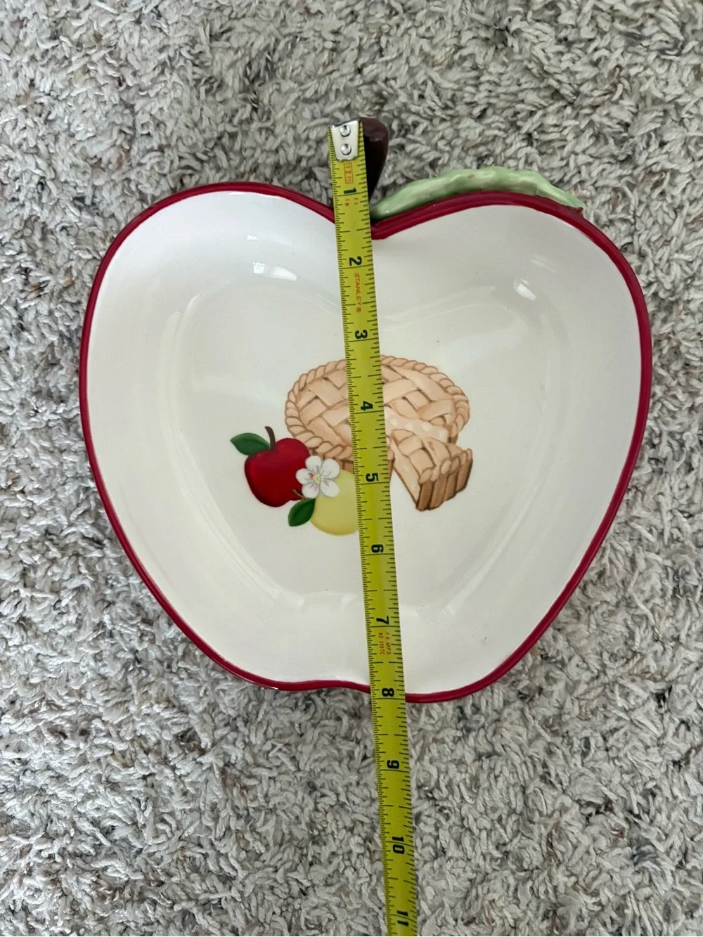 Vintage Cracker Barrel Apple-Shaped Ceramic Serving Bowl with Fruit & Pie Motif
